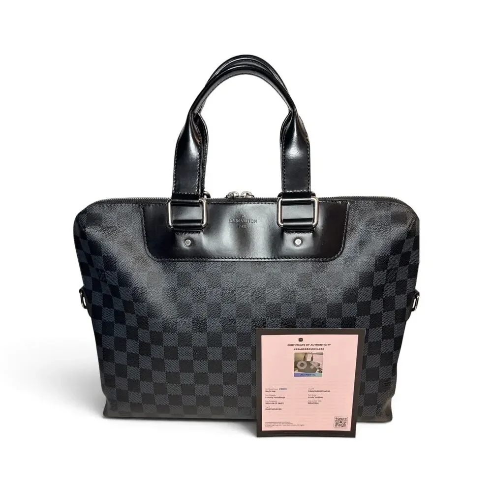 Louis Vuitton Porte-Documents Jour Damier Graphite Briefcase Laptop Bag w/Strap